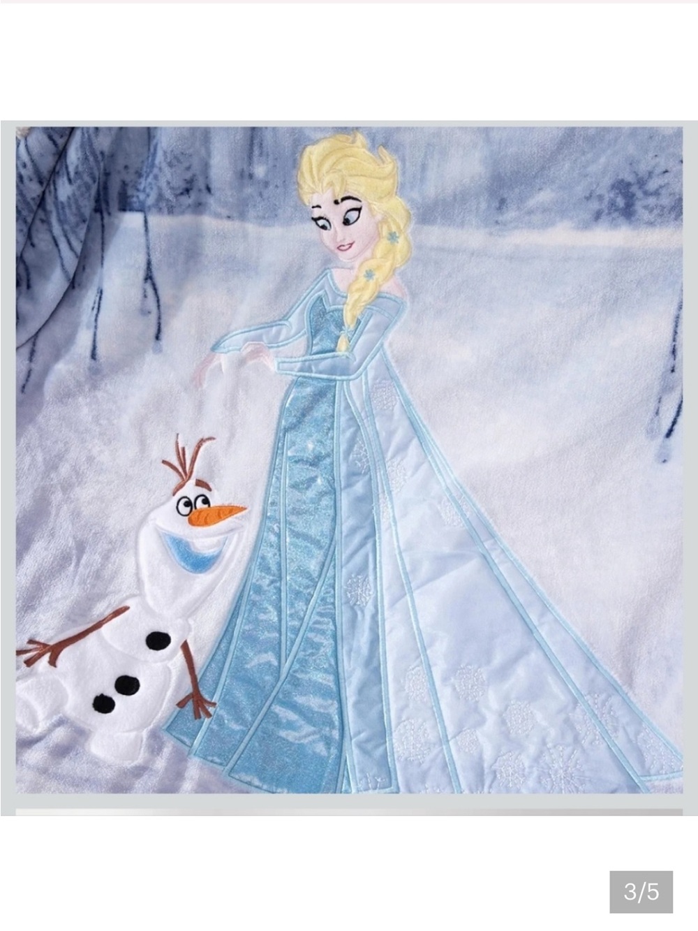🆕 Disney Frozen Elsa & Olaf Plush Throw Blanket - Light Blue 50x60 - Picture 3 of 5